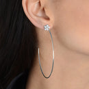 Brinco Argola Flor em Strass